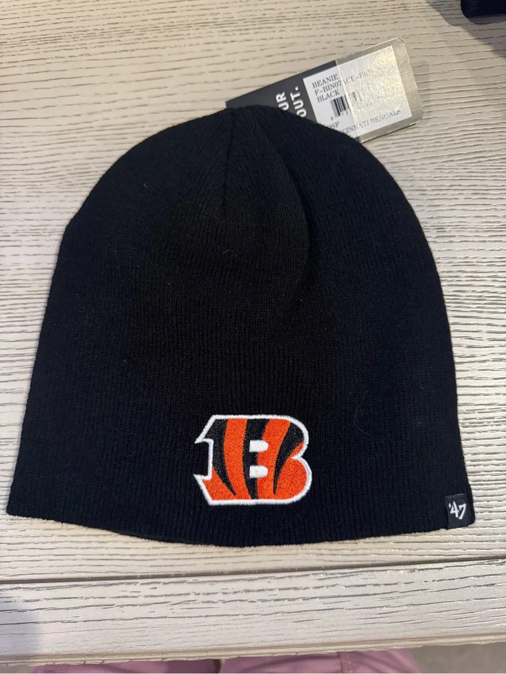 47 Kids Cincinnati Bengals Black Beanie with Orange Logo